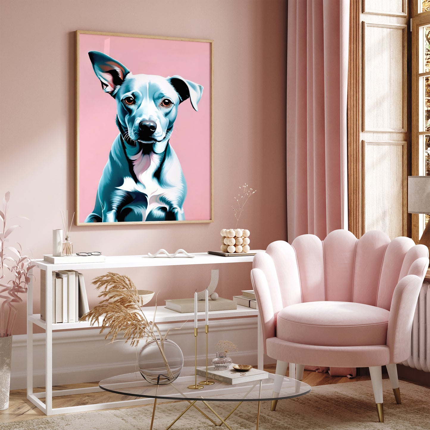 Cute Little Dog Pink Poster