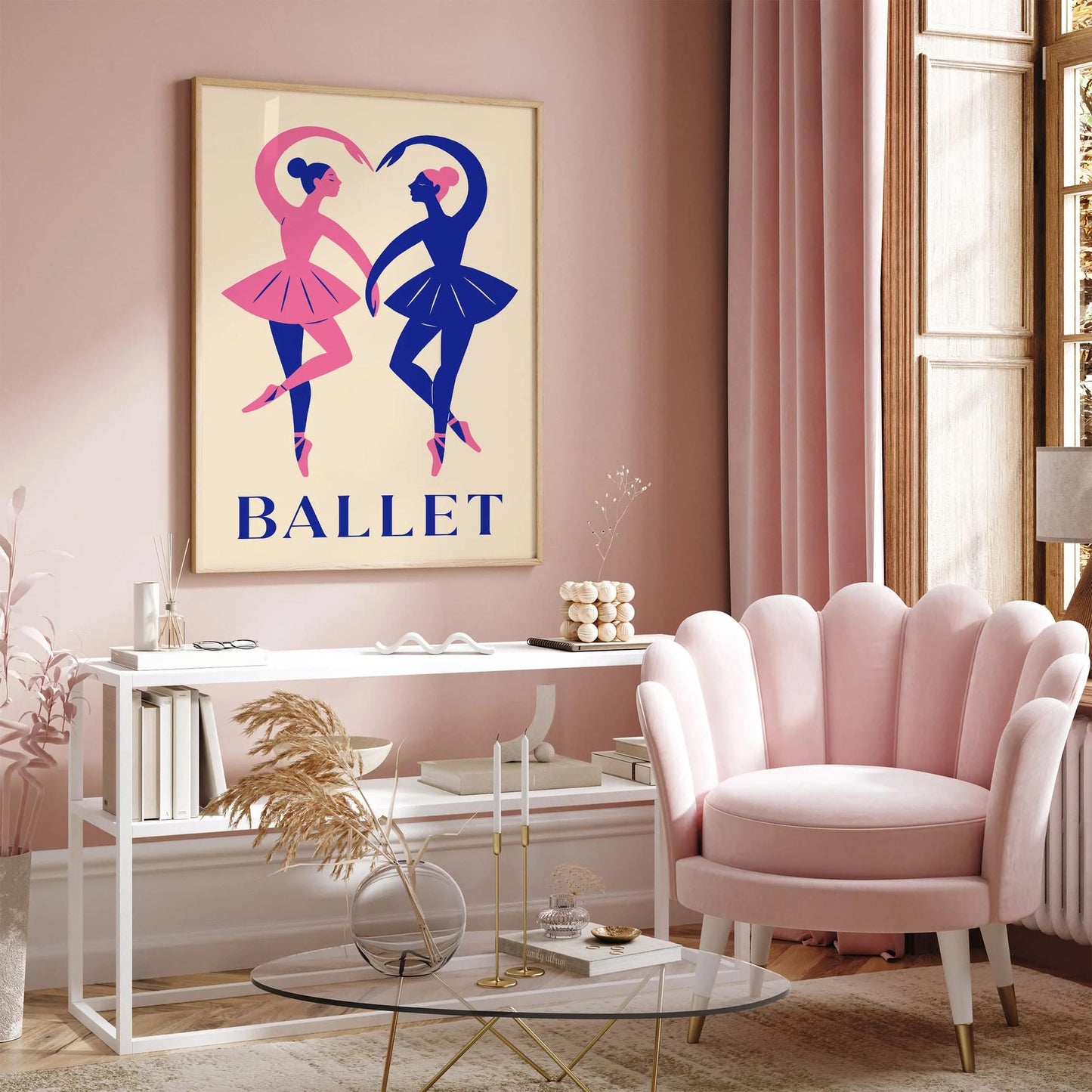 Ballet Poster Two Dancers in Heart Shape Print