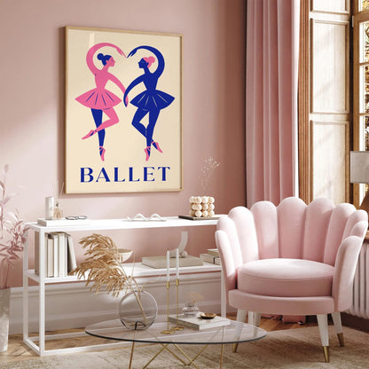 Ballet Poster Two Dancers in Heart Shape Print