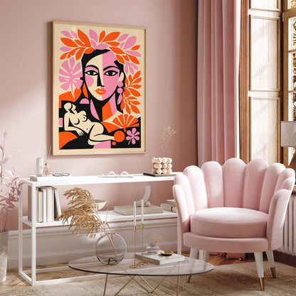 Boho Chic Girl Portrait in Matisse Style