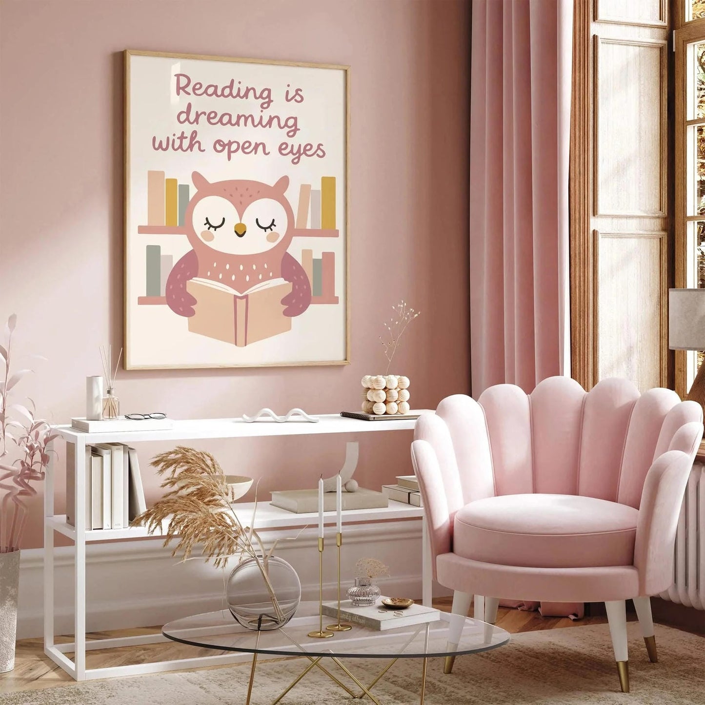 Reading is Dreaming Poster - Reading Owl Print