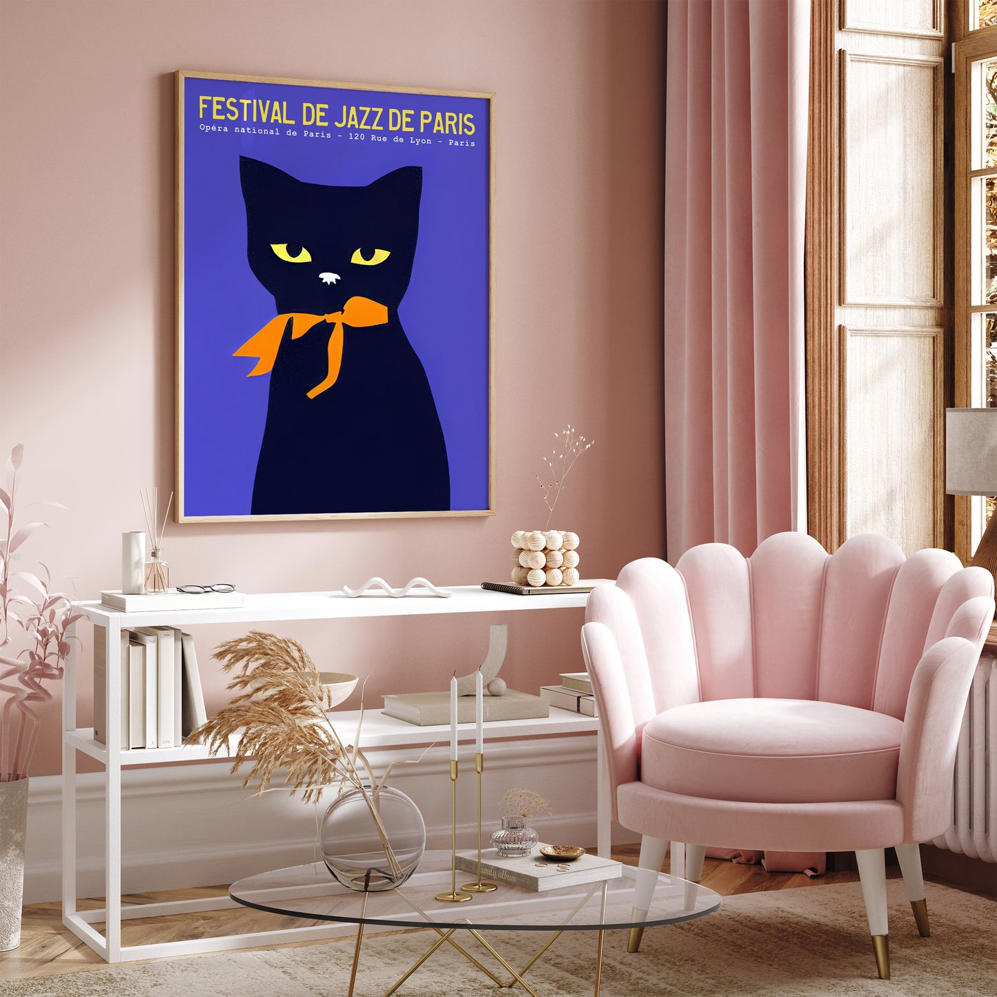 French Jazz Festival Cat Poster