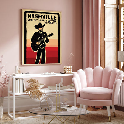 Nashville Country Music Festival Retro Poster