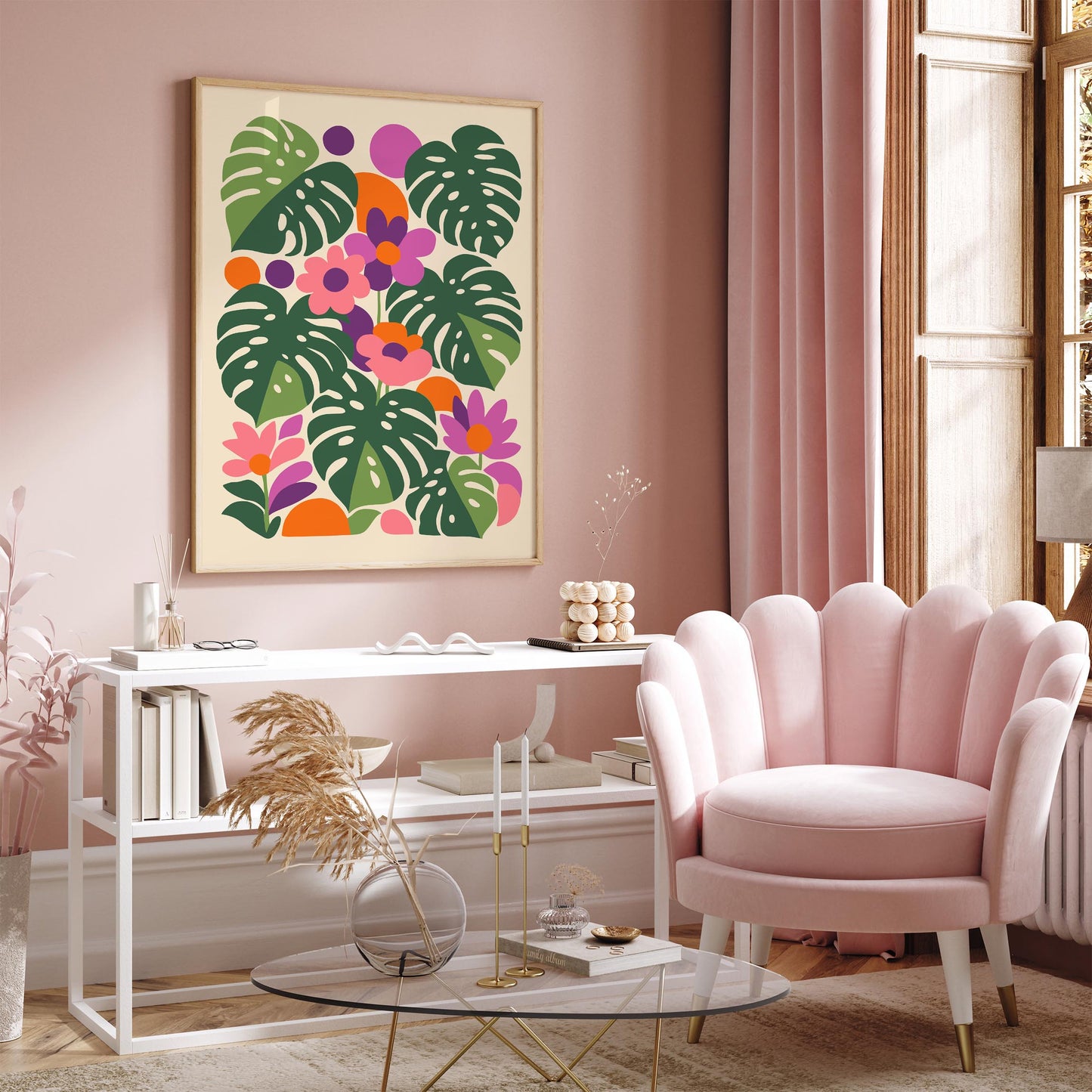 Colorful Jungle Monstera Poster – Tropical Botanical Wall Art Print