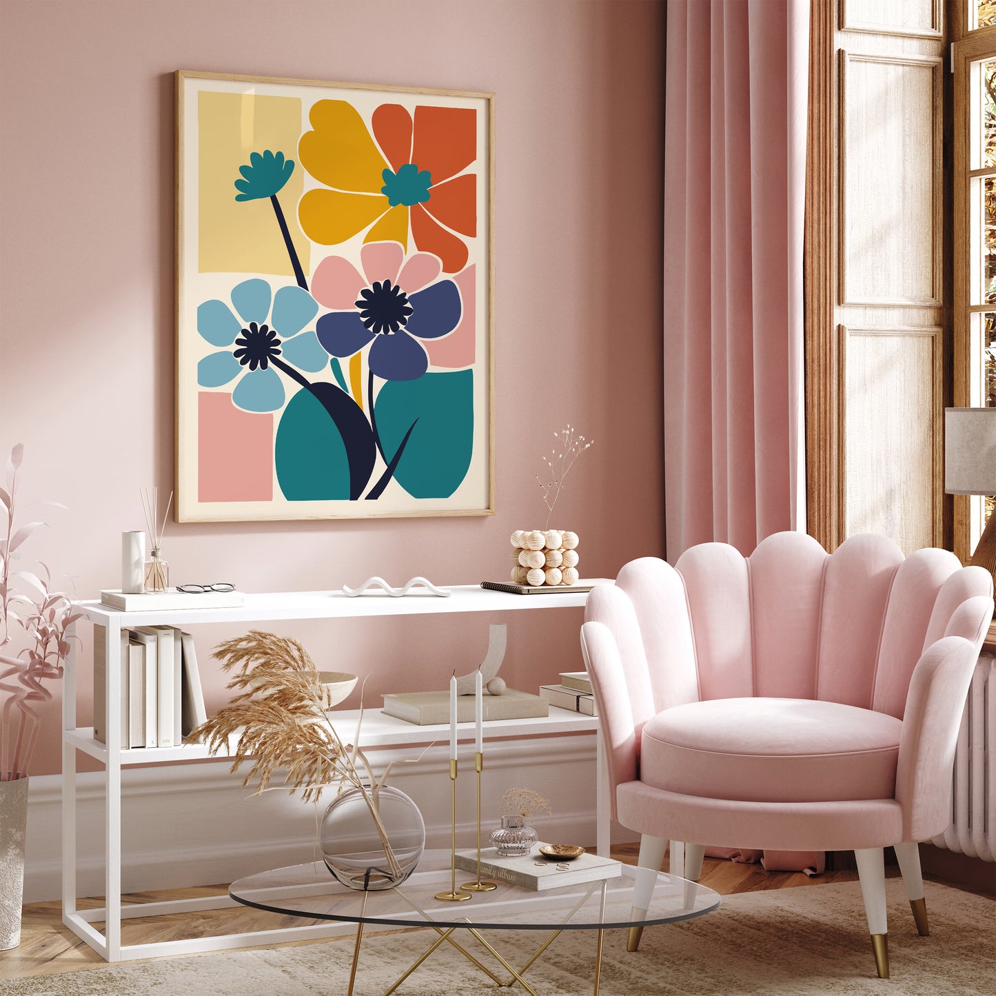 Colorful Cut Outs Flowers Poster