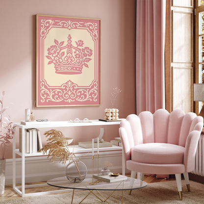 Rococo Crown Poster, Floral Princess Room Decor