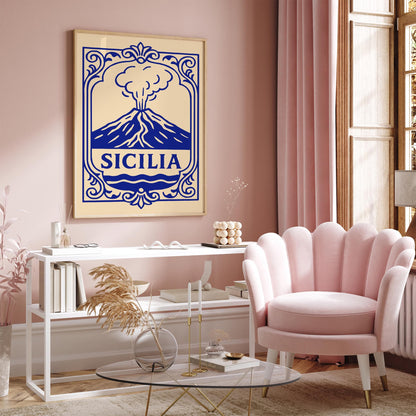 Sicilia Italy, Etna Blue Poster