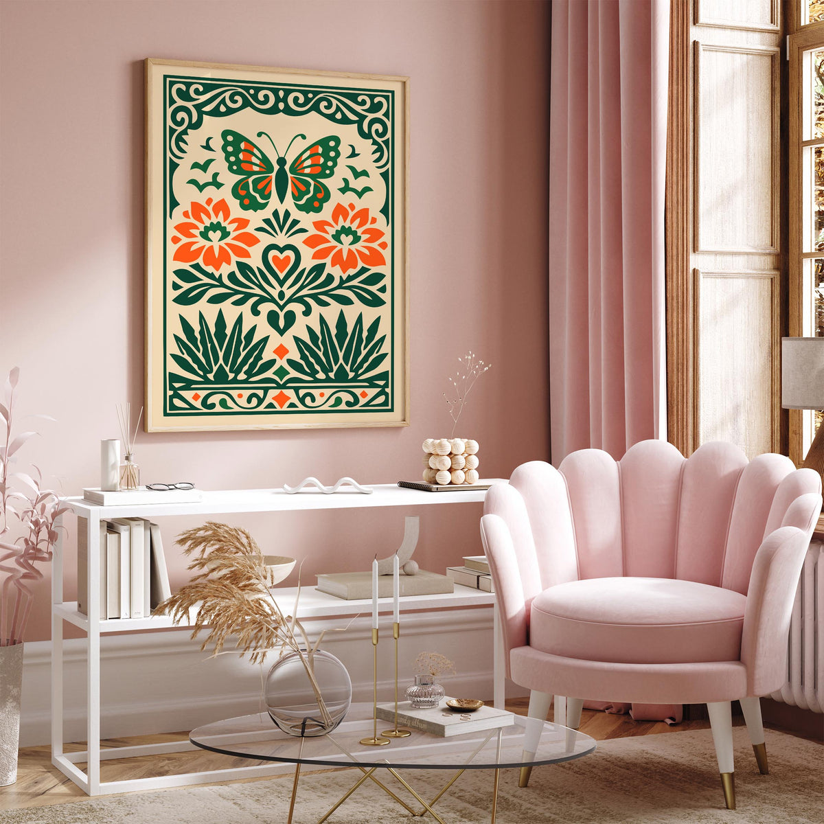 Mexican Boho Butterfly Art Poster