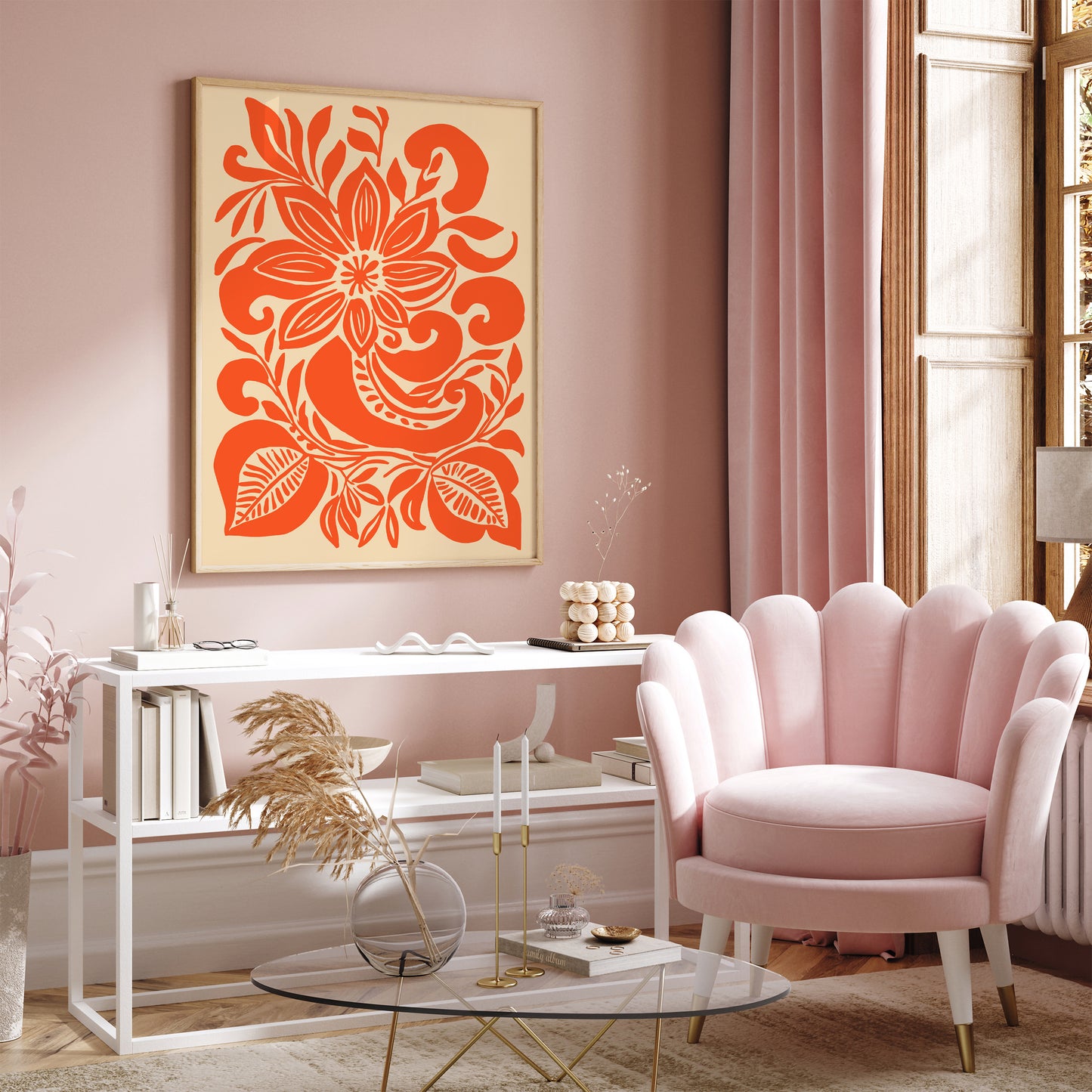 Orange Botanical Wall Art Print