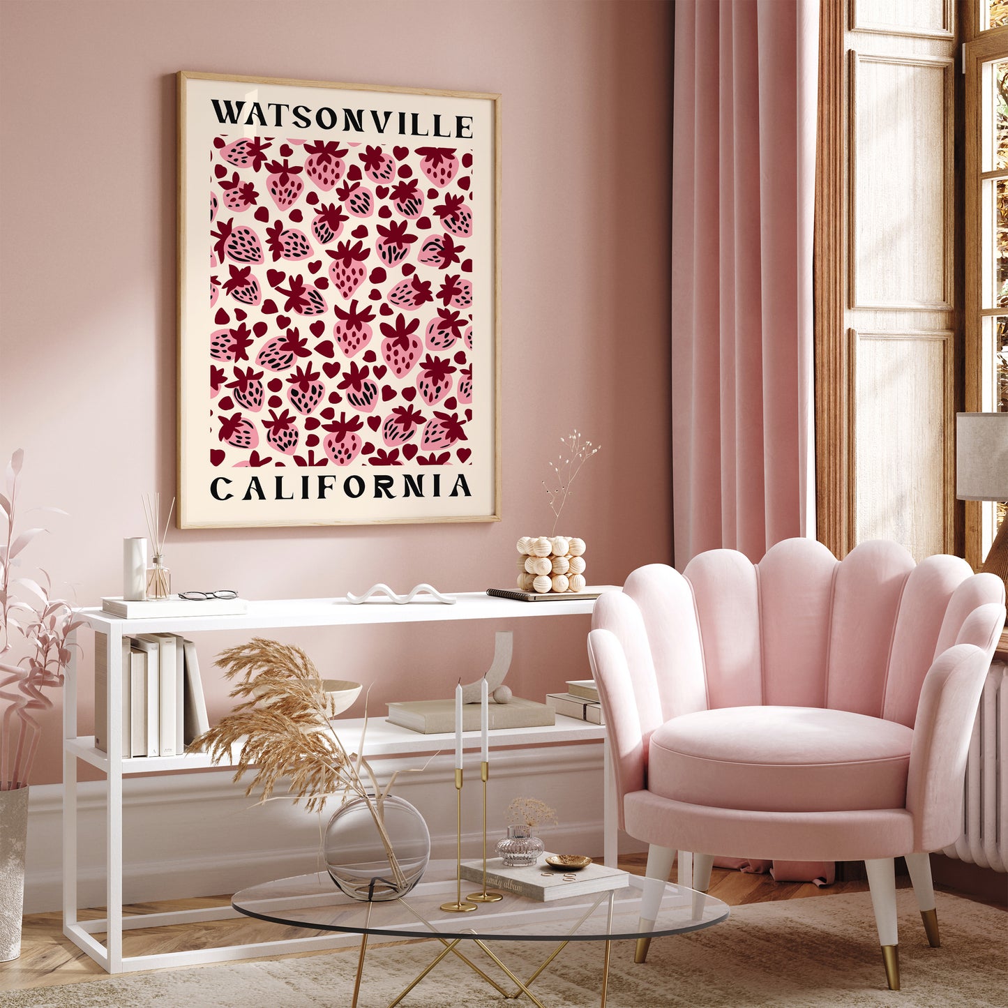 Watsonville California Pink Strawberries Print