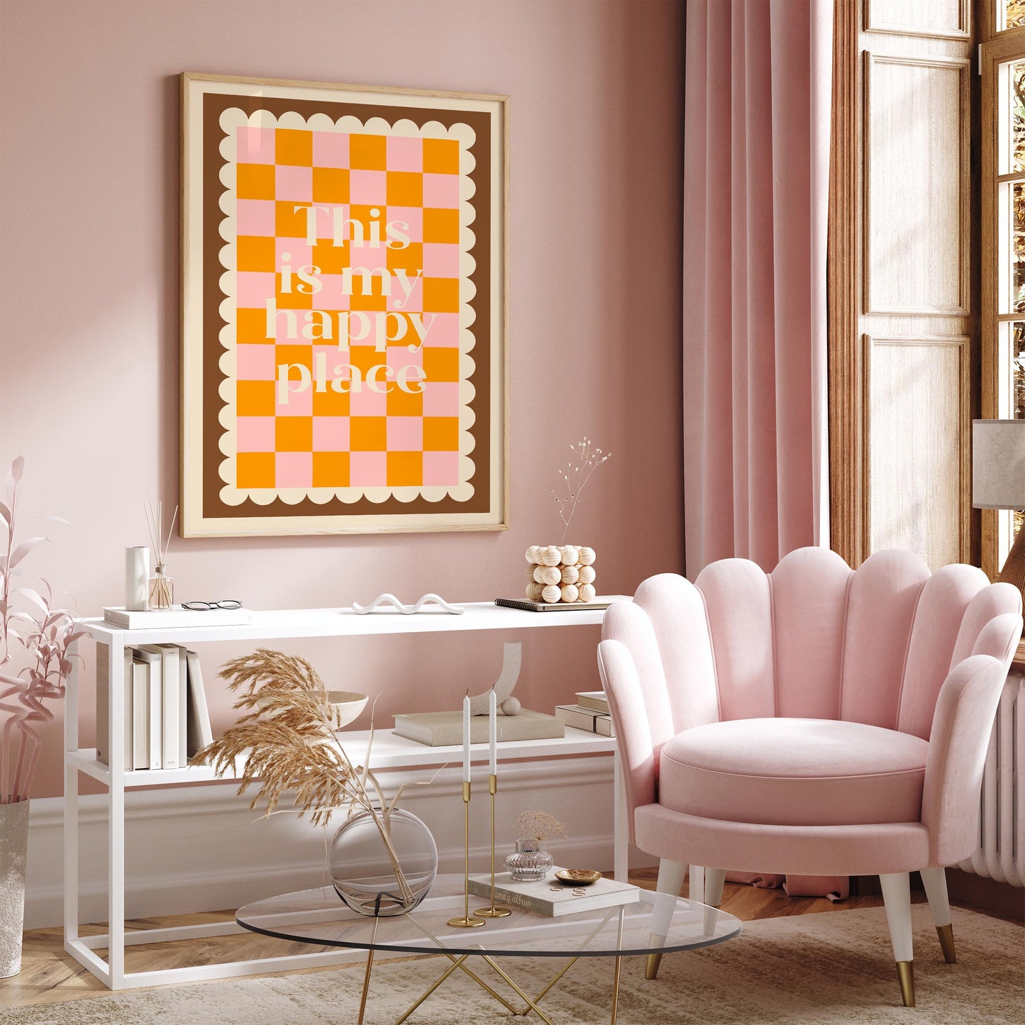 This Is My Happy Place Poster - Retro Checkerboard Wall Art