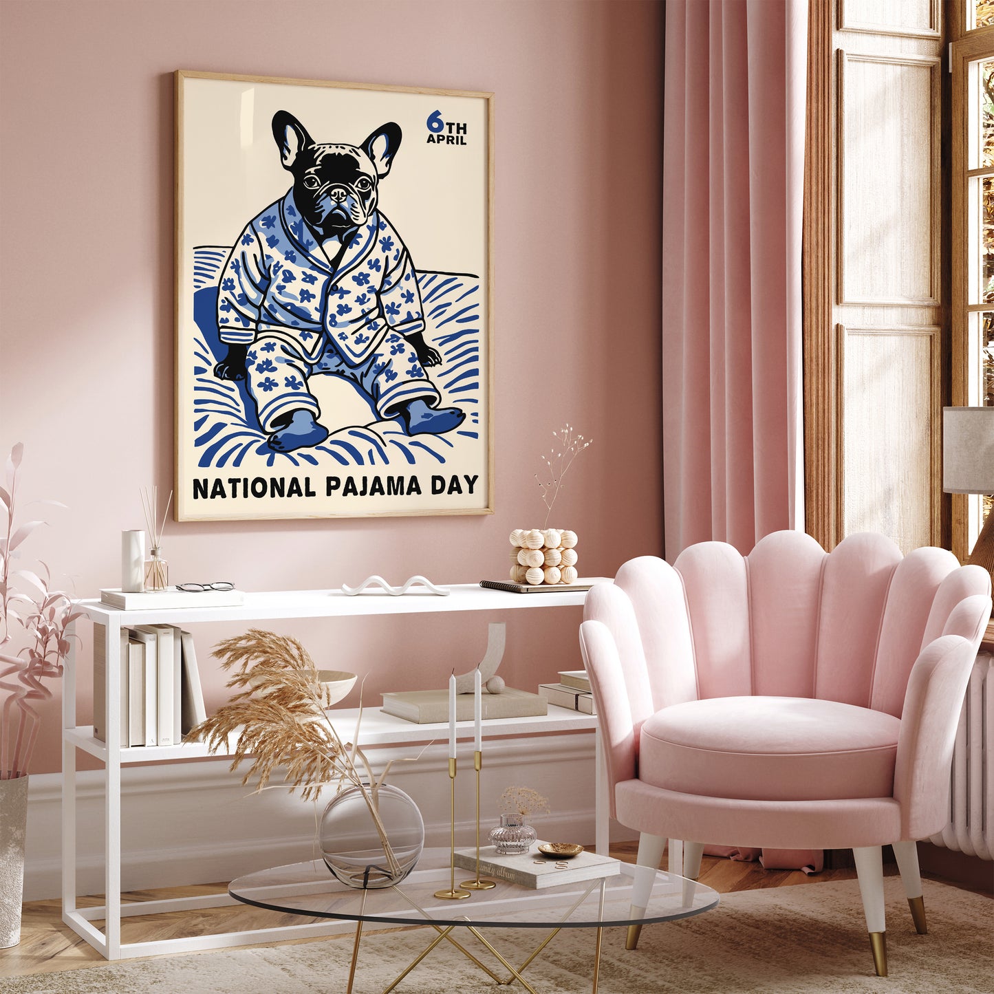 National Pajama Day Pug Dog Poster