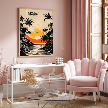 Oahu Hawaii Poster - Tropical Island Honeymoon Travel Art