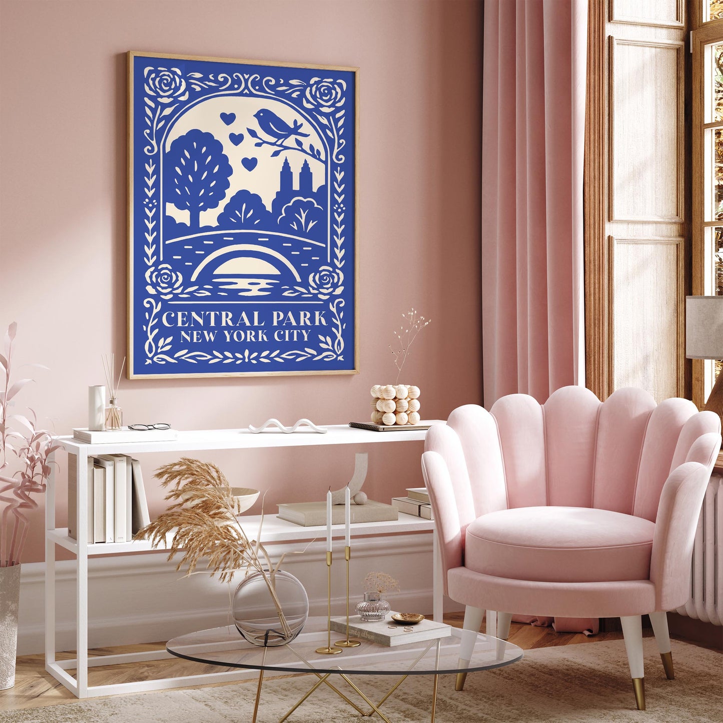 Central Park New York City Poster - Blue Cityscape Wall Art Print
