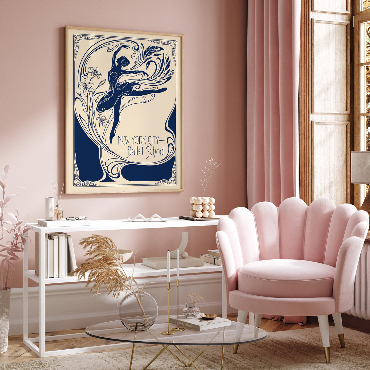 New York City Ballet School Art Nouveau Poster
