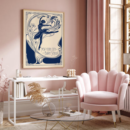 New York City Ballet School Art Nouveau Poster