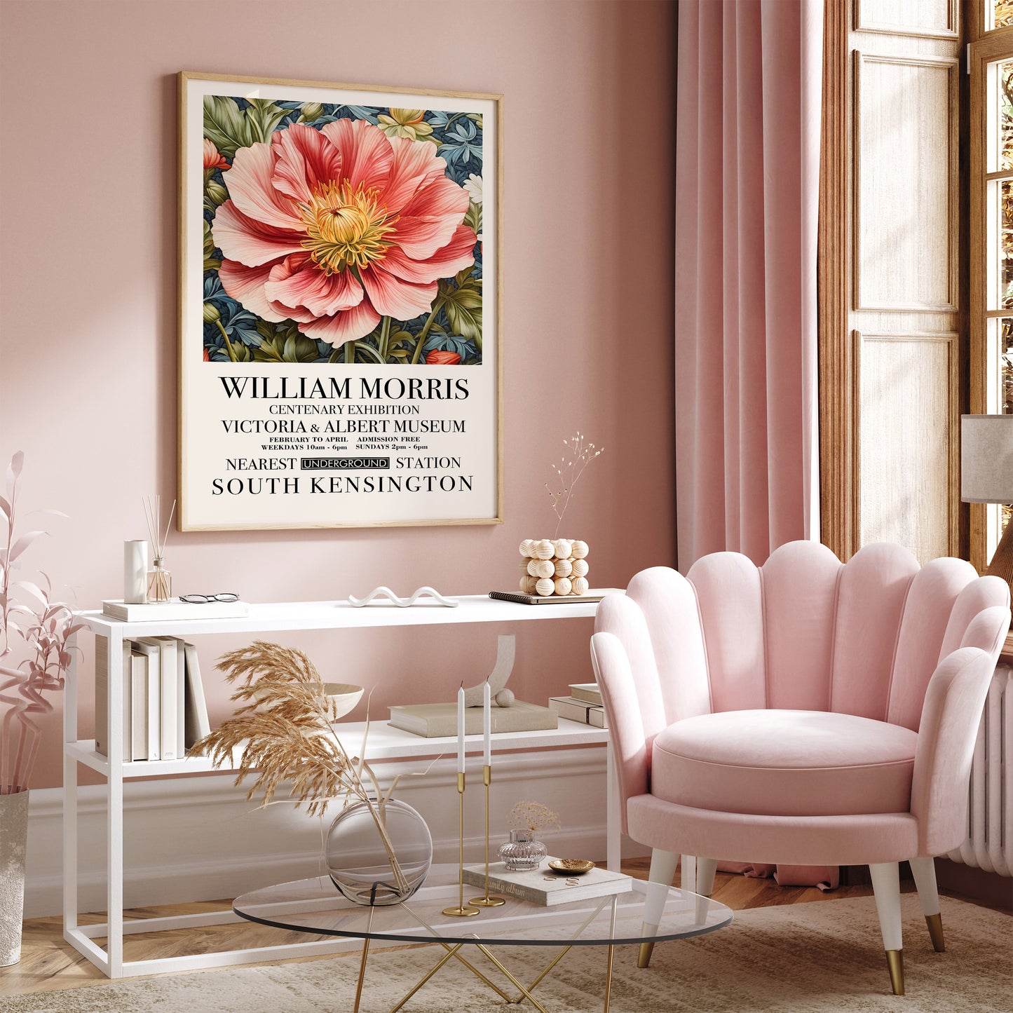 William Morris Pink Flower Poster