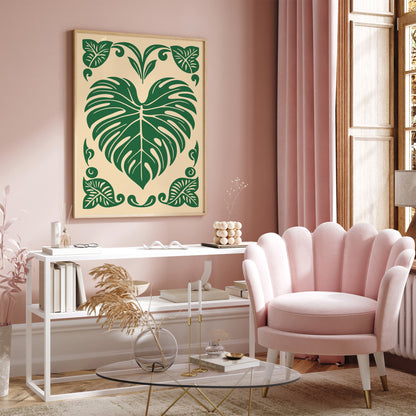 Monstera Love Green Poster