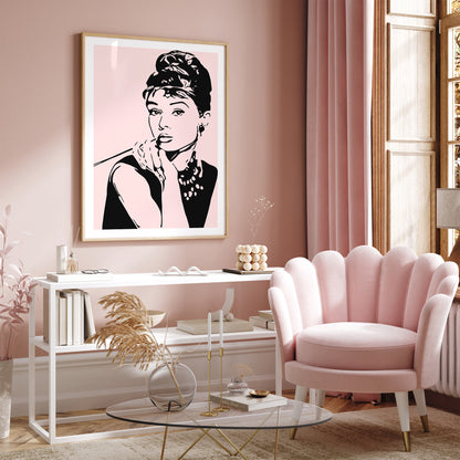 Audrey Hepburn Pink Poster