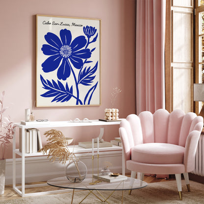 Cabo San Lucas Print - Tropical Blue Flower Decor