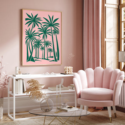 70s Pink Palms Art Print