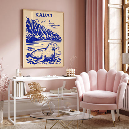 Kauai Hawaii Monk Seal Poipu Beach Art Poster