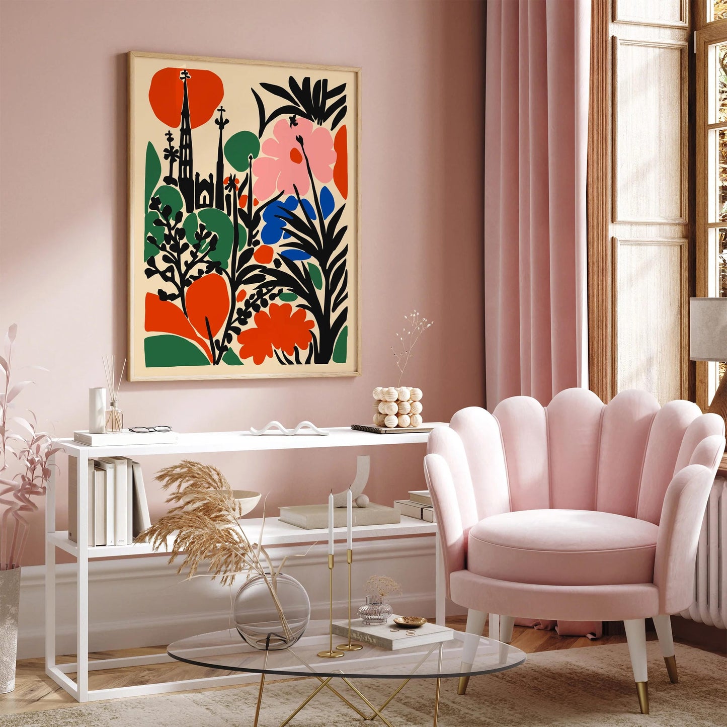 Barcelona Abstract Floral Art – Colorful Wall Print