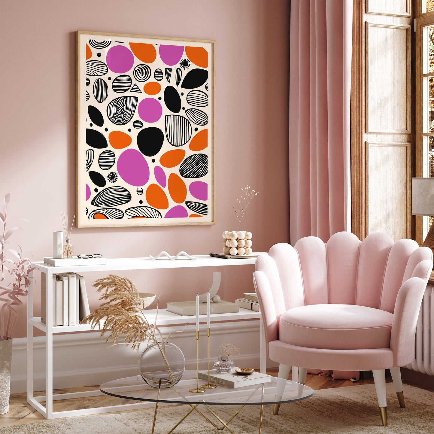 Modern Magenta Abstract Wall Art