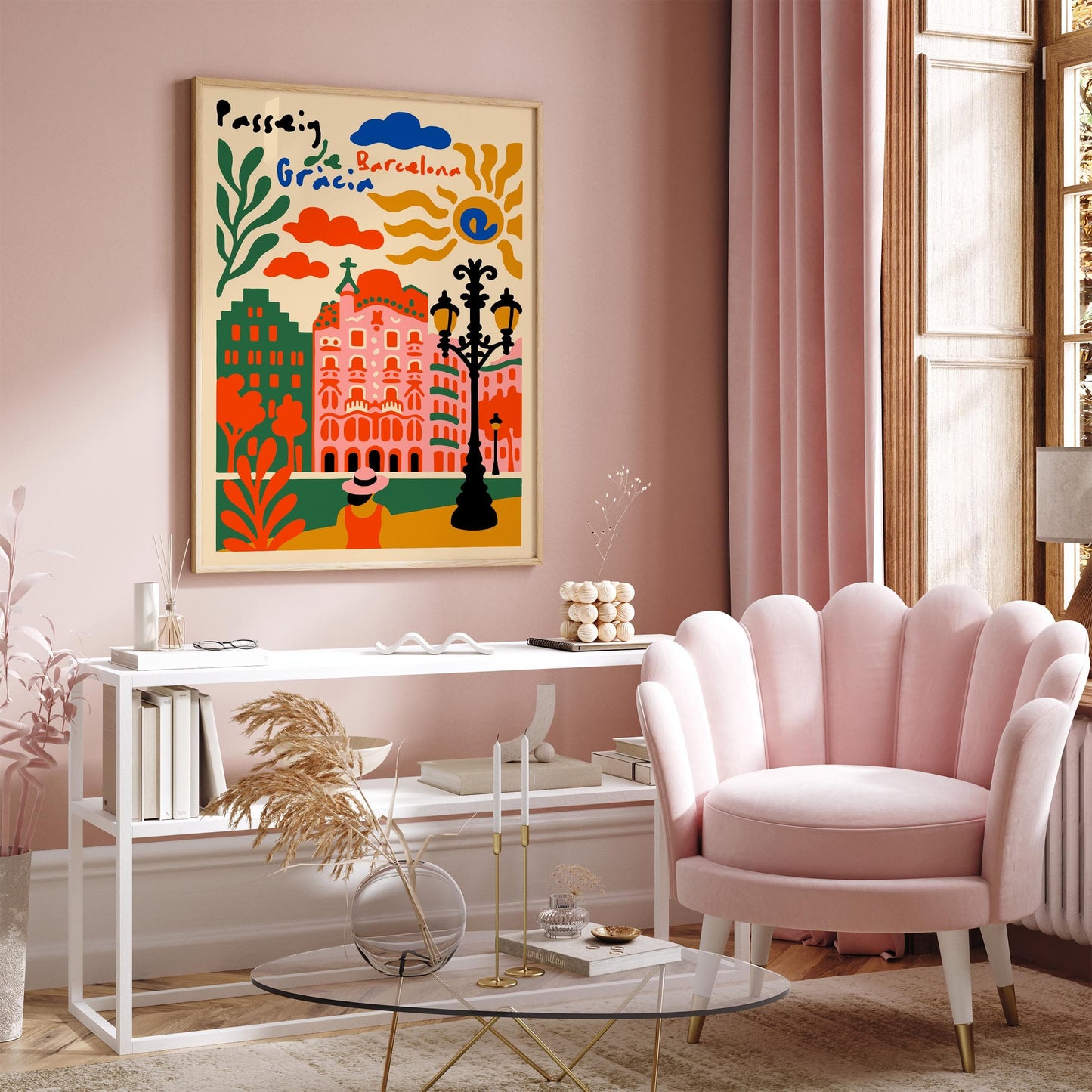 Paseo de Gracia Barcelona Travel Colorful Poster