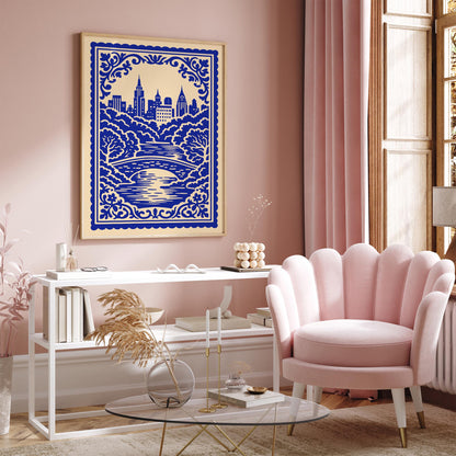 Central Park New York City Blue Cityscape Poster