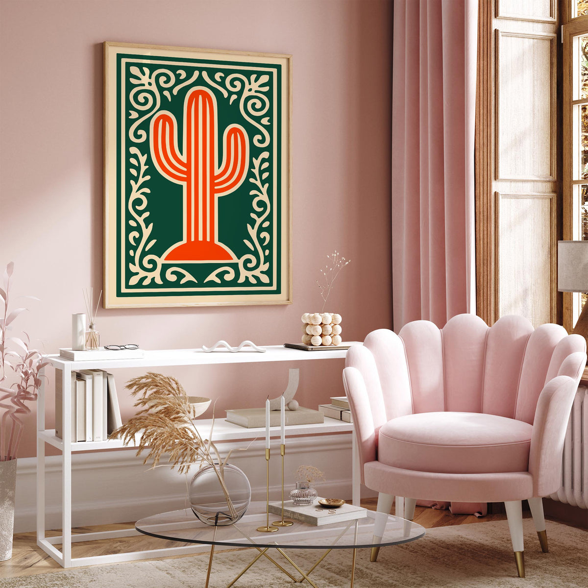 Saguaro Cactus Desert Botanical Art Poster