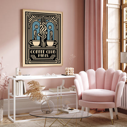 Coffee Club Paris Poster - Art Deco Cafe Wall Decoration