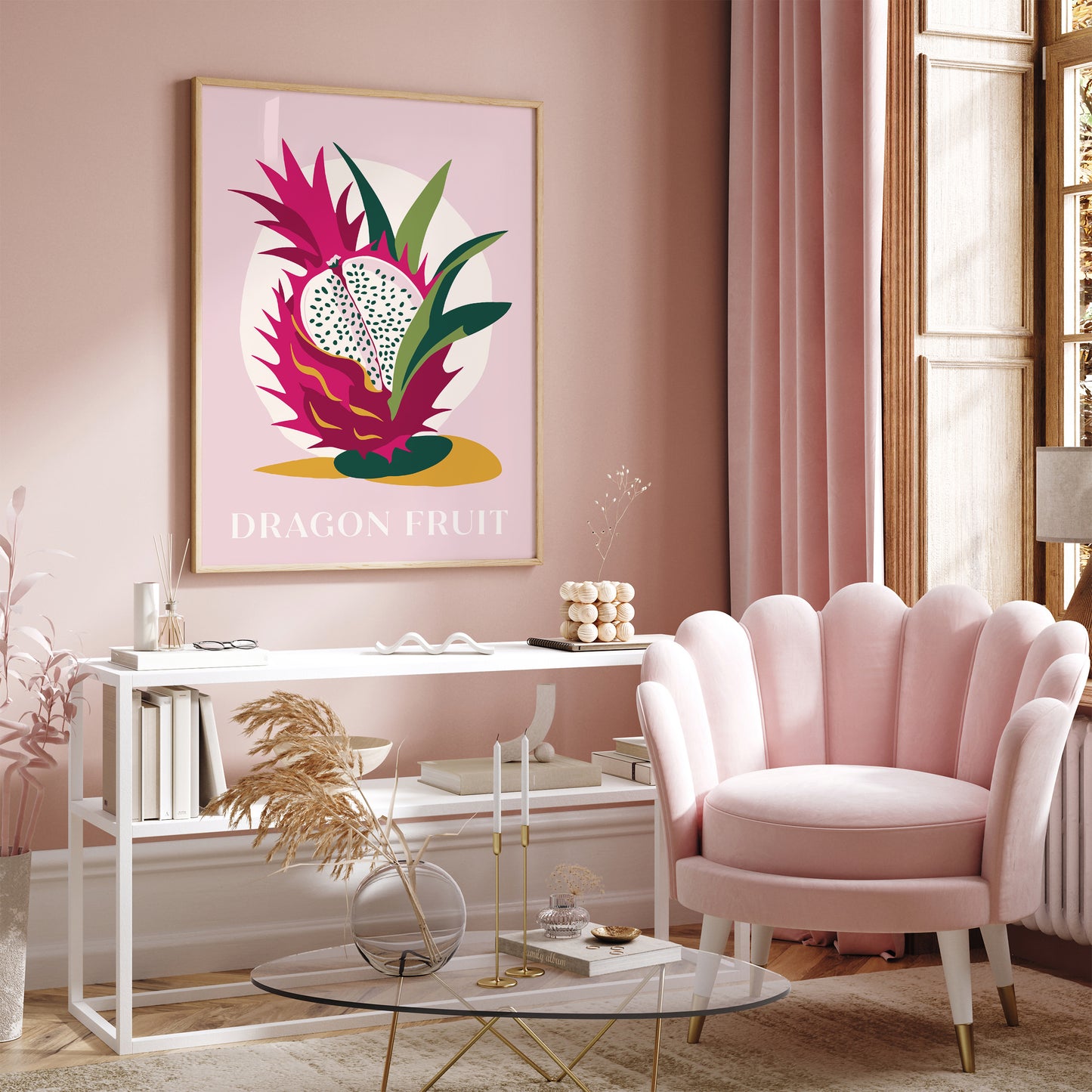 Dragon Fruit Pink Kitchen Wall Art