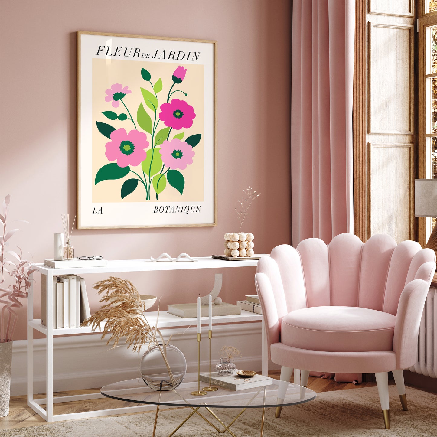 Pink Fleur de Jardin French Poster Print