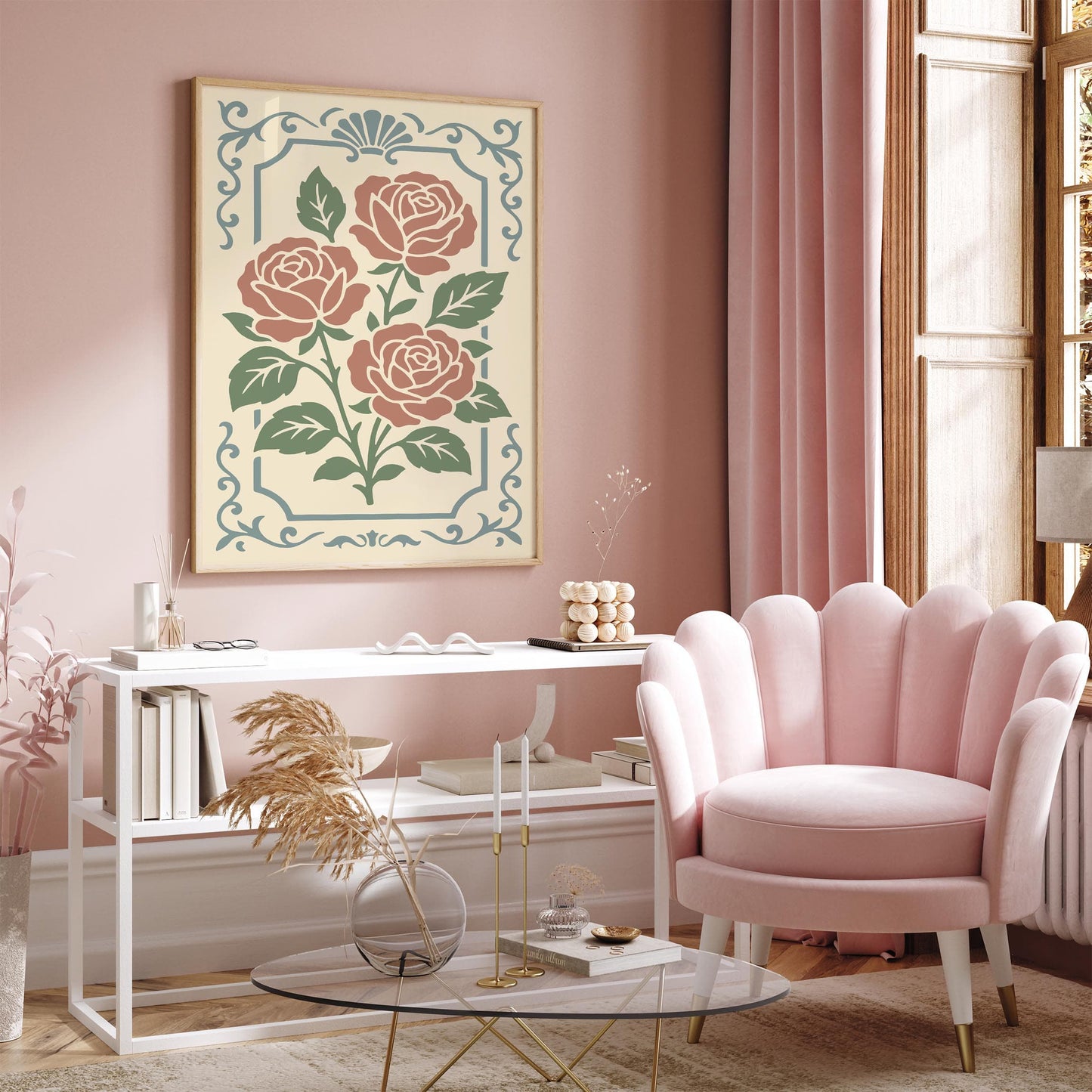 Pastel Roses Print - Château Core Home Decor