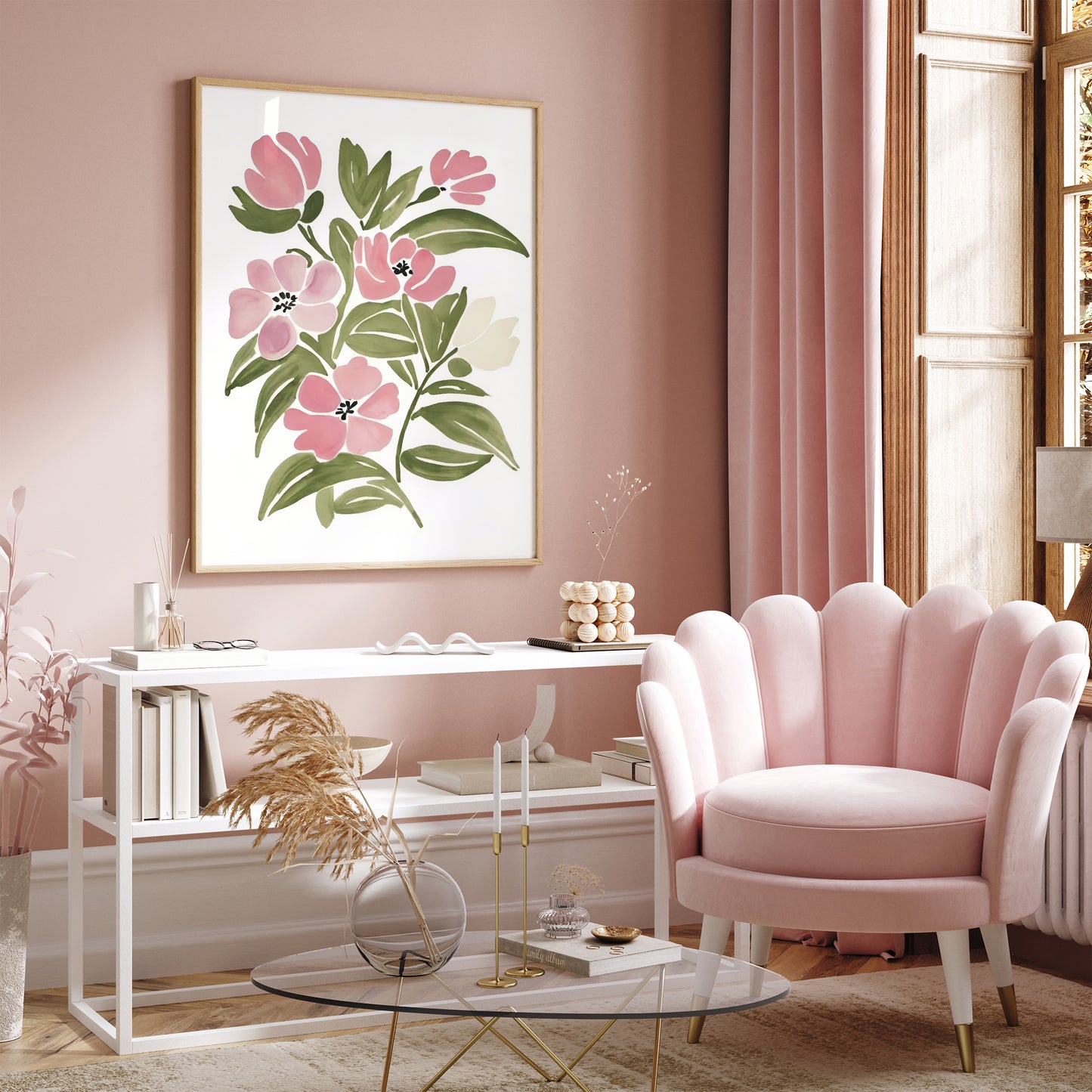 Watercolour Flowers Painting Art Print