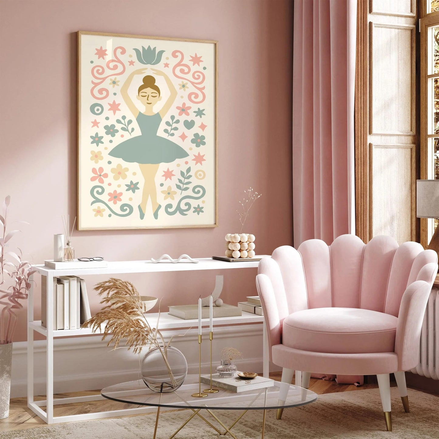 Soft Pastel Tones Cute Little Ballerina Poster