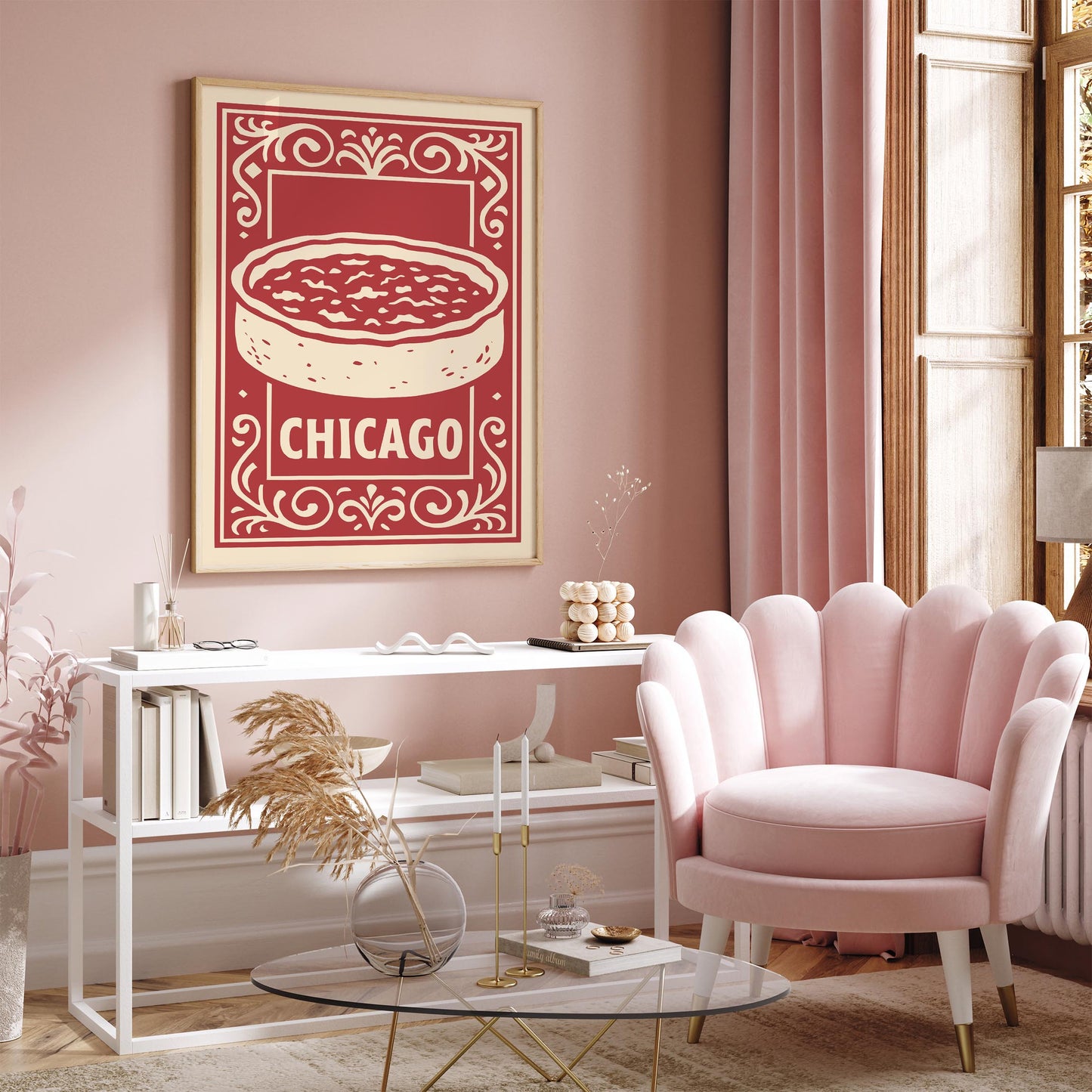 Chicago Deep Dish Pizza Poster - Kitchen Wall Art