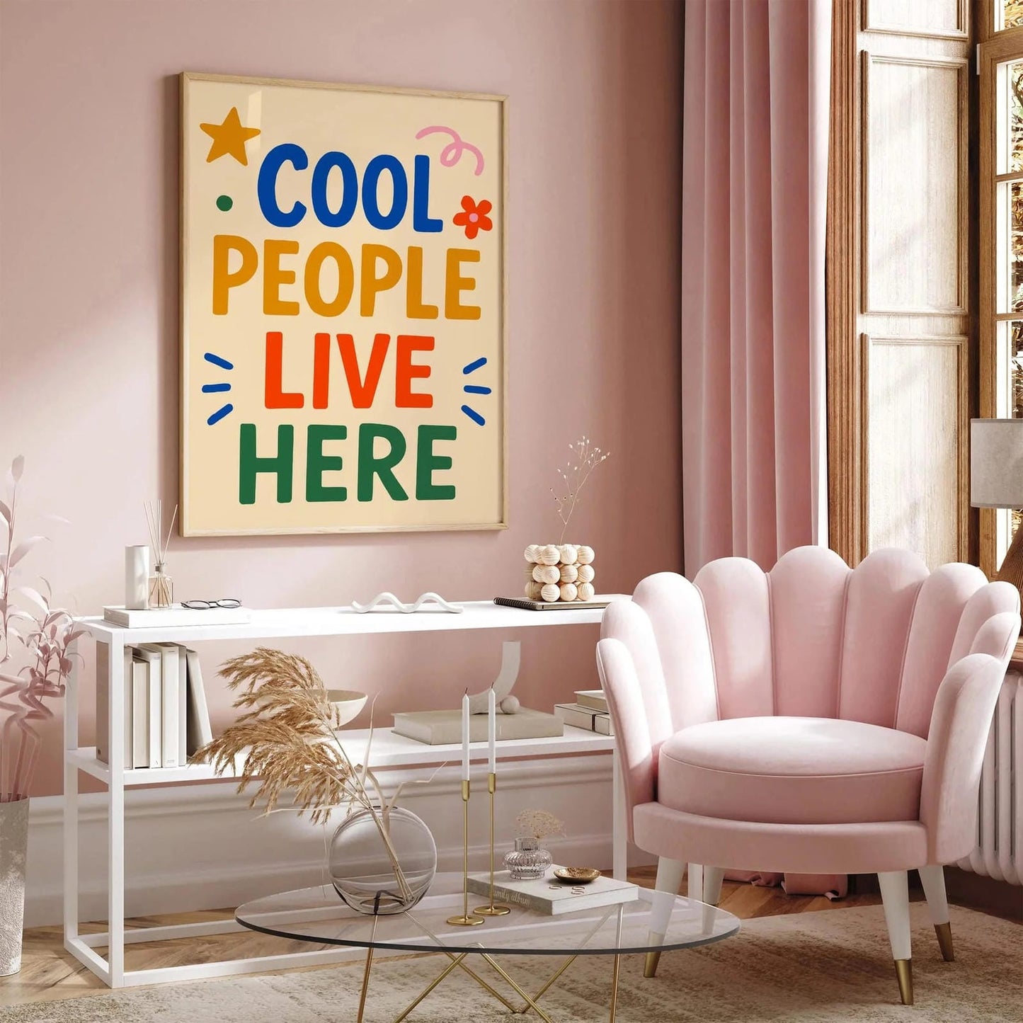 Cool People Live Here Poster - Colorful Typography Wall Art