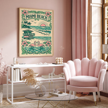 Miami Beach Girly Poster