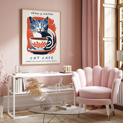 Cat Cafe Art Print - Kitchen Wall Decor
