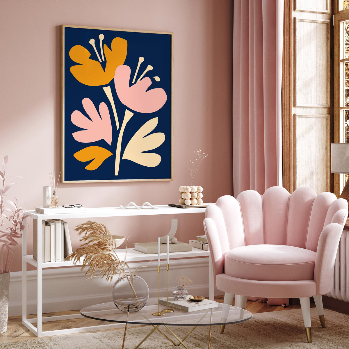 Abstract Cut Out Flowers Art Poster