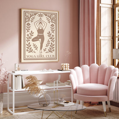 The Yoga Girl Club Poster - Japandi Beige Aesthetic Wall Art Print