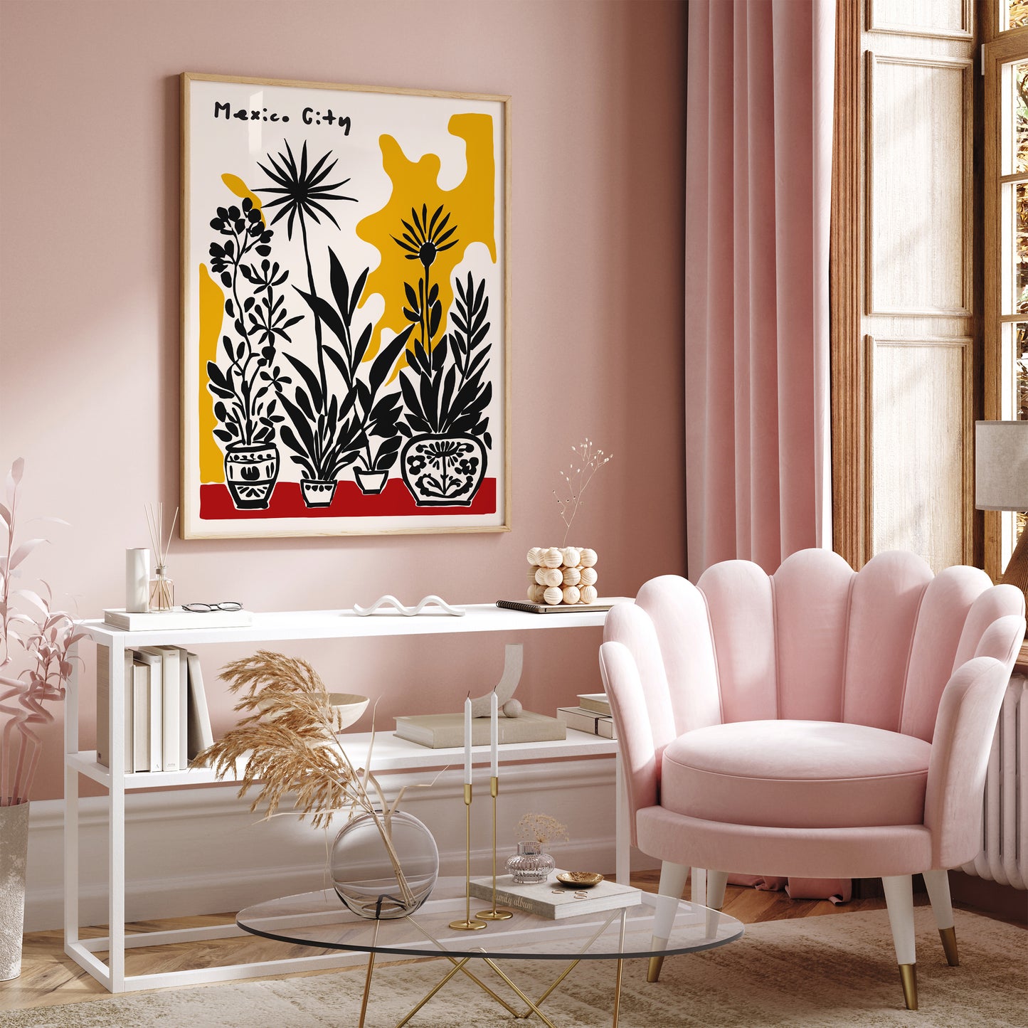 Mexico City Floral Retro Art Print