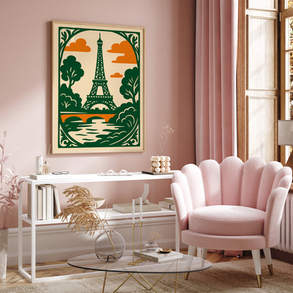 Green Eiffel Tower Paris Poster