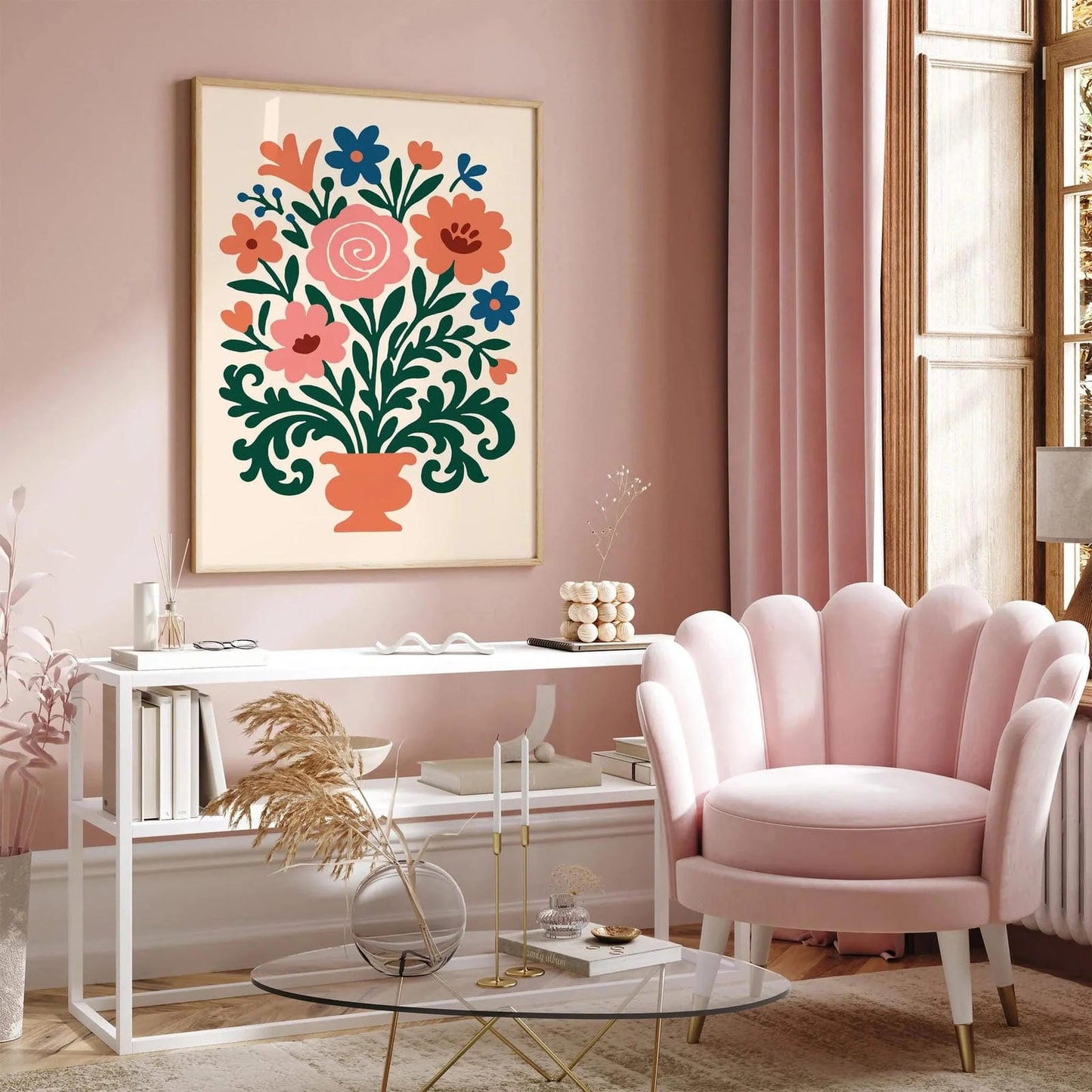 Flowers in Vase Poster - Colorful Wall Art