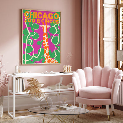 Chicago Zoo & Circus Pink Green Art Print