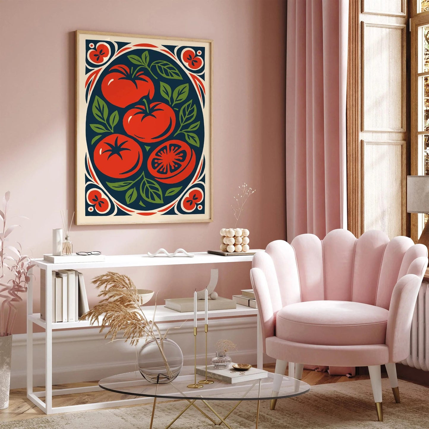 Red Tomatos Poster - Vintage Rococo Inspired Print