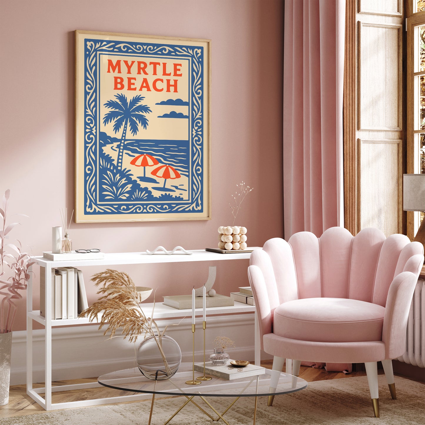 Myrtle Beach Poster - Tropical Blue Landscape Art Print