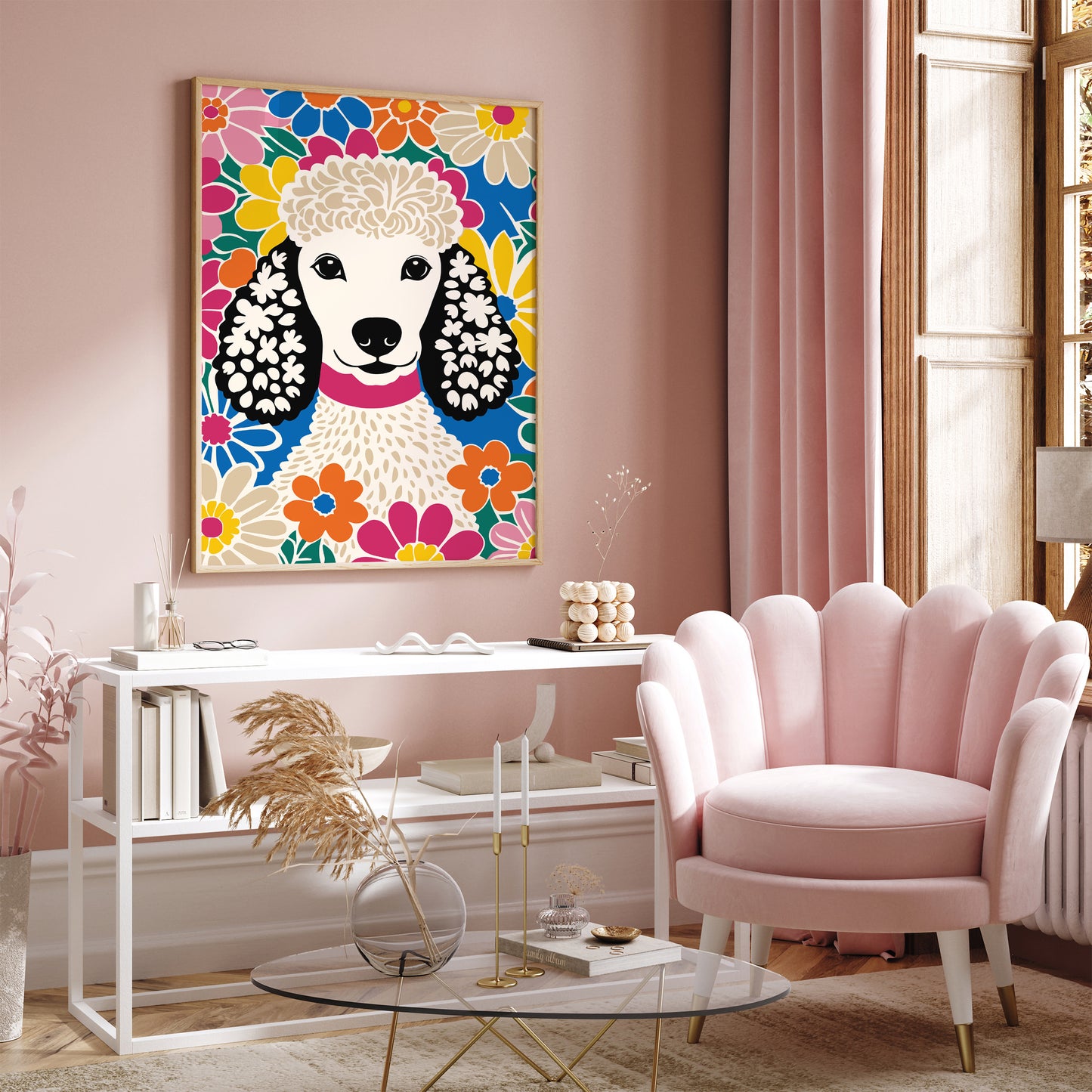 Colorful Poodle Dog Art Print